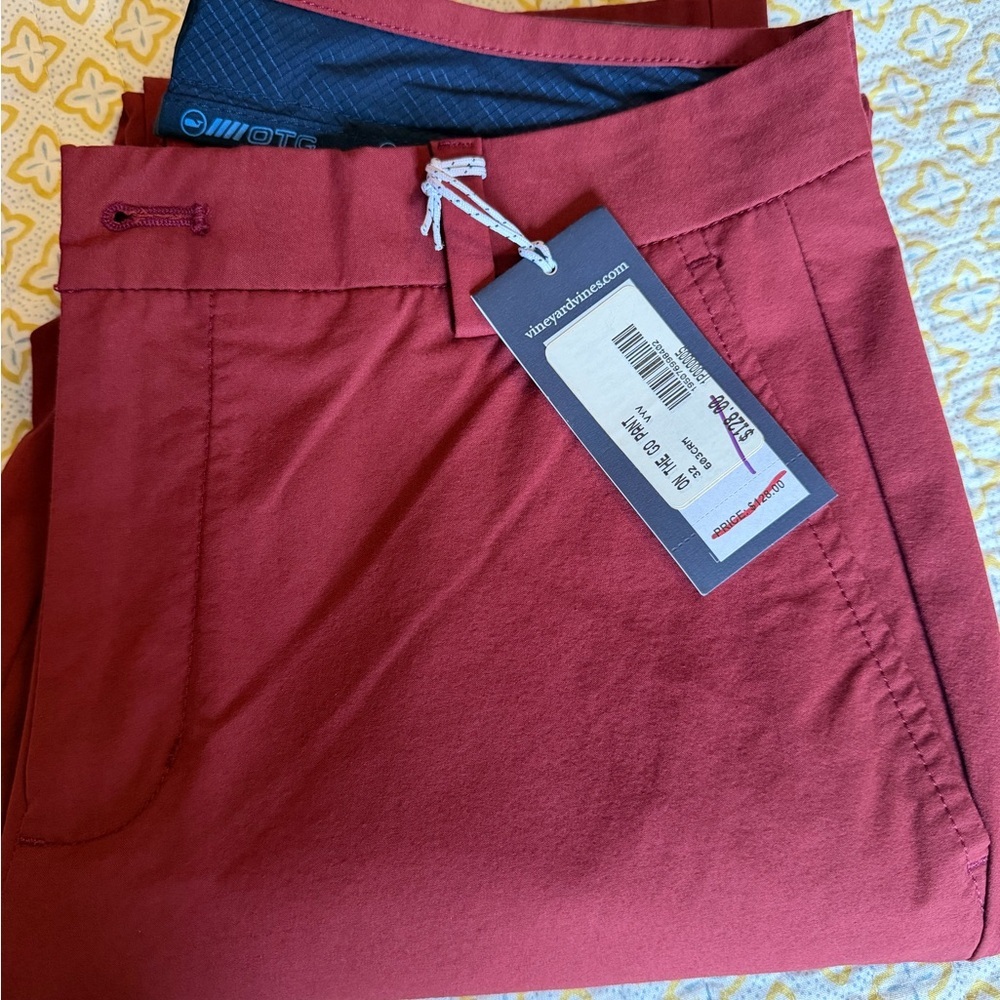 NWT Vineyard Vines Men's On The Go Golf Pant Maroon 32x32 - Picture 4 of 5